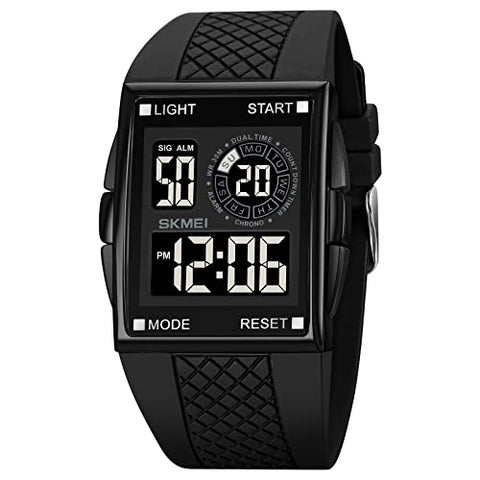CakCity Mens Digital Sports LED Glass Screen Large Face Military Square Watch - CakCity Watches