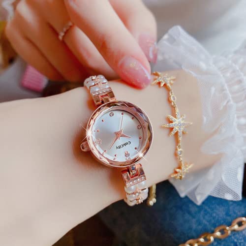 CakCity Ladies Bracelet Watches 8mm Ultra Thin Pearl Bracelet Dress Wristwatch for Women 23mm Analog Quartz Watch - CakCity Watches