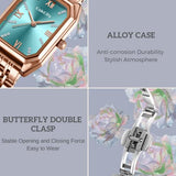 CakCity Classic Minimalist Classic Diamond Female Rectangle Case Mint Watch - CakCity Watches