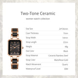 Women's Square Two-Tone Ceramic Dress Bracelet Watch - CakCity Watches