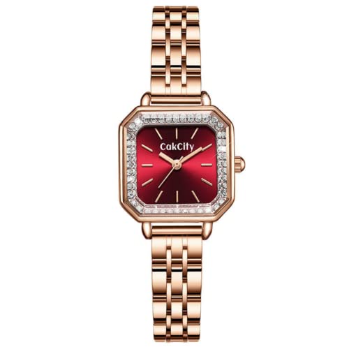 CakCity Women Ladies Analog Quartz Wrist Watch Sparkle Rose Gold 24mm Minimalist Dress Square Face Watches for Women - CakCity Watches