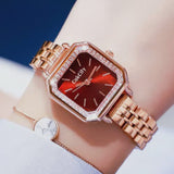 CakCity Women Ladies Analog Quartz Wrist Watch Sparkle Rose Gold 24mm Minimalist Dress Square Face Watches for Women - CakCity Watches