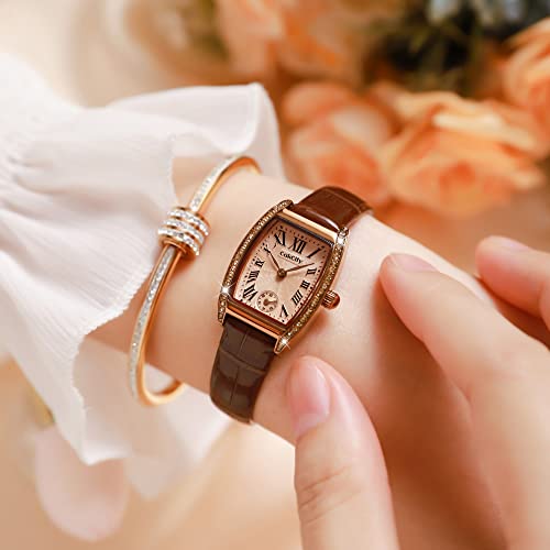 CakCity Fashion Retro Classic Roman Crystal Leather Strap Women Watches - CakCity Watches
