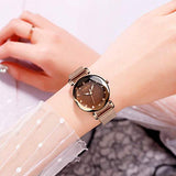 CakCity Women's Fashion Starry Sky Watch Luxury Analog Stardust Watches for Girls Casual Luminous Ladies Wrist Watch with Stainless Steel Mesh Band Dress Watch - CakCity Watches