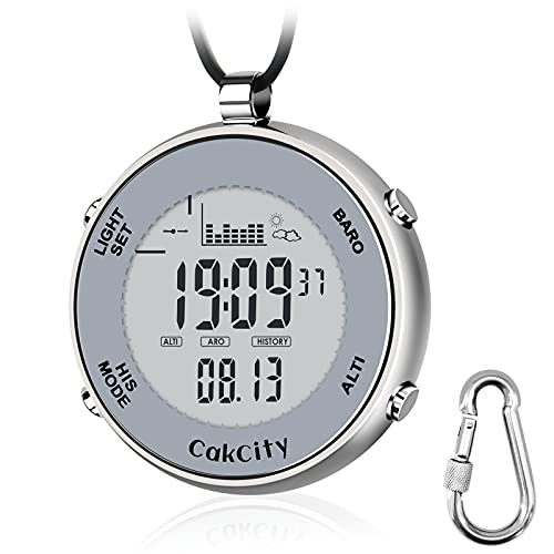 CakCity Digital Pocket Watch with Chain Waterproof Military Fishing Clip on Watches with Weather Altimeter Barometer Thermometer - CakCity Watches