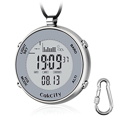 CakCity Digital Pocket Watch with Chain Waterproof Military Fishing Clip on Watches with Weather Altimeter Barometer Thermometer - CakCity Watches