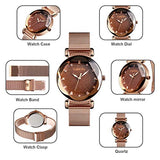 CakCity Women's Fashion Starry Sky Watch Luxury Analog Stardust Watches for Girls Casual Luminous Ladies Wrist Watch with Stainless Steel Mesh Band Dress Watch - CakCity Watches