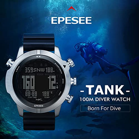 CakCity Men's Digital Diving Sports Silicone Strap Watch with Compass - CakCity Watches