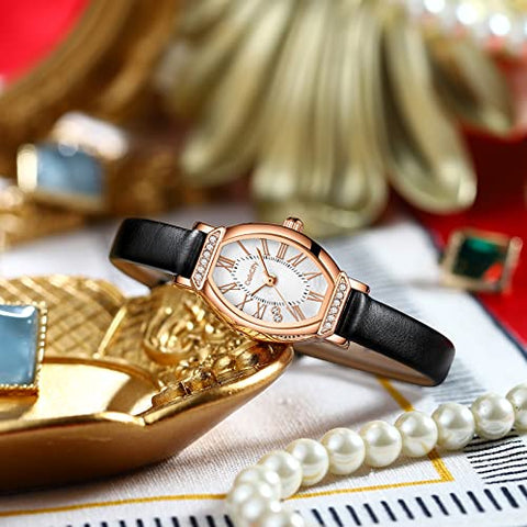 Women's Dainty Small Oval Leather Strap Watch - CakCity Watches