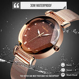 CakCity Women's Fashion Starry Sky Watch Luxury Analog Stardust Watches for Girls Casual Luminous Ladies Wrist Watch with Stainless Steel Mesh Band Dress Watch - CakCity Watches