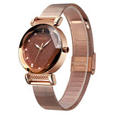 CakCity Women's Fashion Starry Sky Watch Luxury Analog Stardust Watches for Girls Casual Luminous Ladies Wrist Watch with Stainless Steel Mesh Band Dress Watch - CakCity Watches