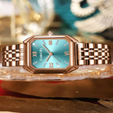 CakCity Classic Minimalist Classic Diamond Female Rectangle Case Mint Watch - CakCity Watches