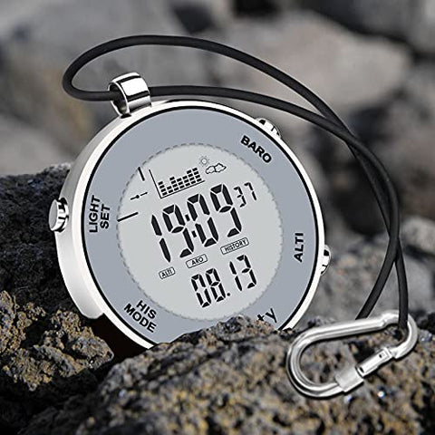 CakCity Digital Pocket Watch with Chain Waterproof Military Fishing Clip on Watches with Weather Altimeter Barometer Thermometer - CakCity Watches