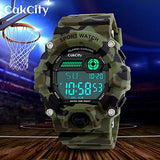 Boys Camouflage LED Sport Watch,Waterproof Digital Electronic Casual Military Wrist Kids Sports Watch with Silicone Band Luminous Alarm Stopwatch Watches - CakCity Watches