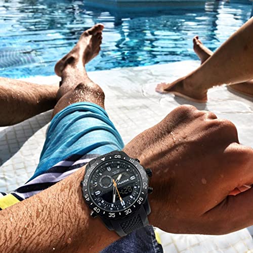 Men's Digital Sports Watch Large Face 5ATM Waterproof Outdoor Sports Military Watches for Men Dual TIME - CakCity Watches