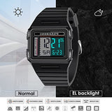 Mens Digital Sports Watch LED Screen Large Face Military Square Watches for Men Waterproof Casual Luminous Stopwatch Alarm Simple Army Watch - CakCity Watches