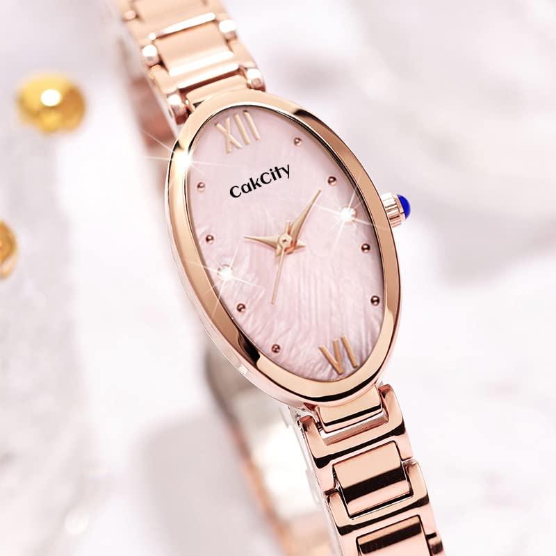 Classic Womens Analog Quartz Stainless Steel Strap with Oval Face Vintage Wrist Watch - CakCity Watches