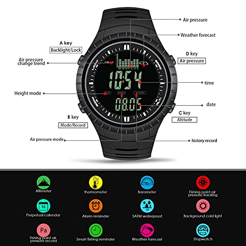 Digital Watch for Men with Weather Altimeter