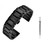 CakCity Quick Release Watch Band, Black Stainless Steel Watch Band Metal Heavy Watch Bracelets Polished Matte Brushed Finish Watch Strap Replacement 20mm with Removal Tool - CakCity Watches