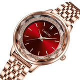 CakCity Ladies Watches for Women Rose Gold Strap Large Face Watches Easy Read Classic Analog Quartz Wrist Watches Red Watches for Women - CakCity Watches