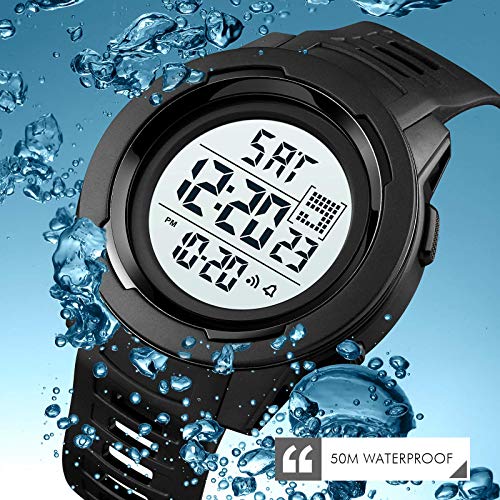 CakCity Digital Sport Waterproof Watches for Men Military Watches with Stopwatch Alarm Wrist Army Watch, Black - CakCity Watches
